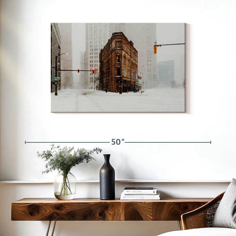 Ravi Detroit In Winter, 24" H x 36" W