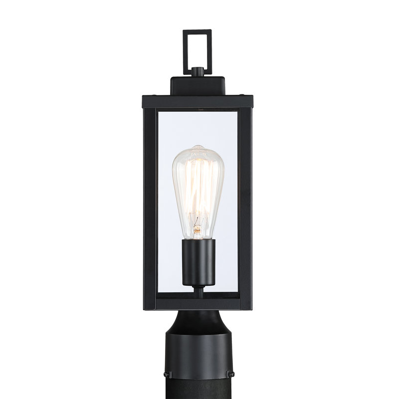 Tête de lampadaire d'extérieur 1 lumière Topawa avec abat-jour en verre transparent Topawa, Noir mat