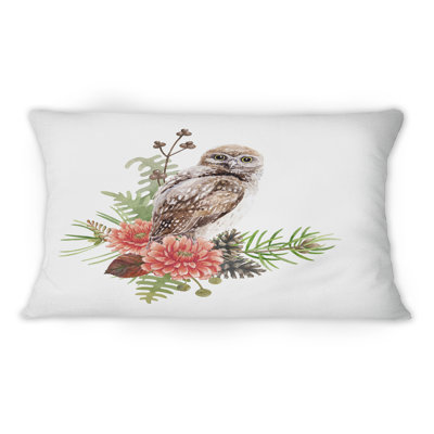 Owl On A Branch - Traditional Printed Throw Pillow 1