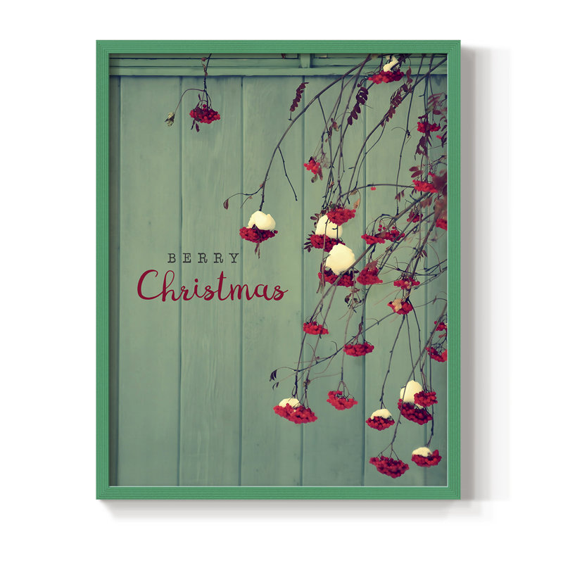 Berry Christmas, reproduction encadrée - bois massif, H 30 po x l 24 po, Vert