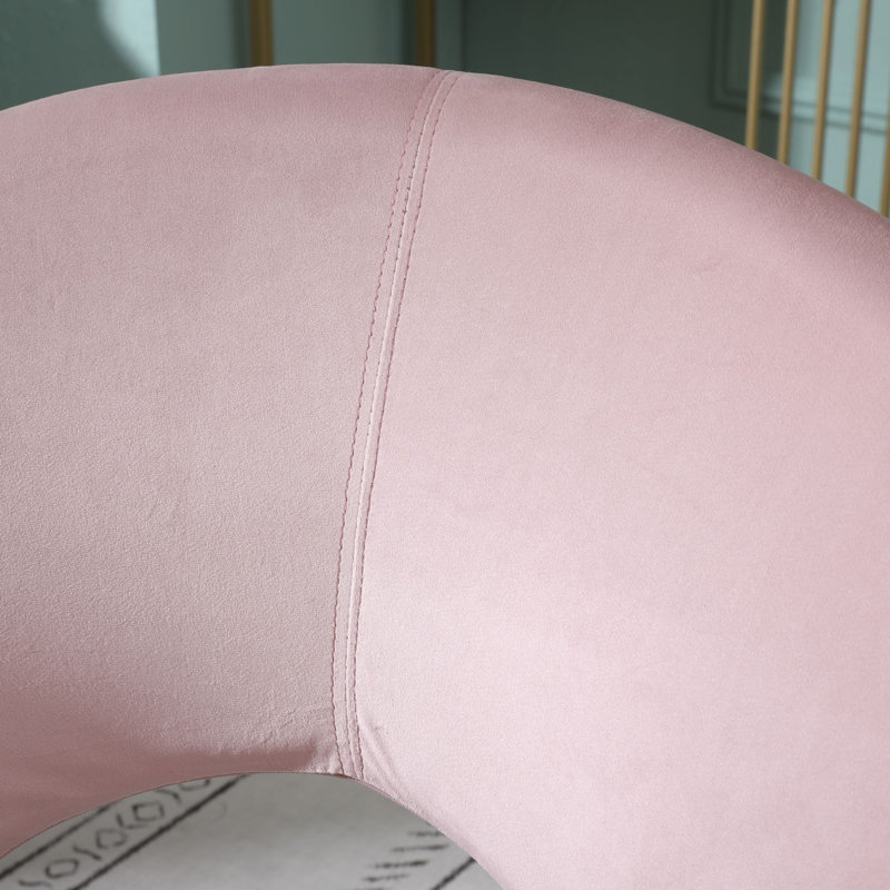 Fauteuil d'appoint moderne 28,35 po Vanezza, Velours rose clair, Doré