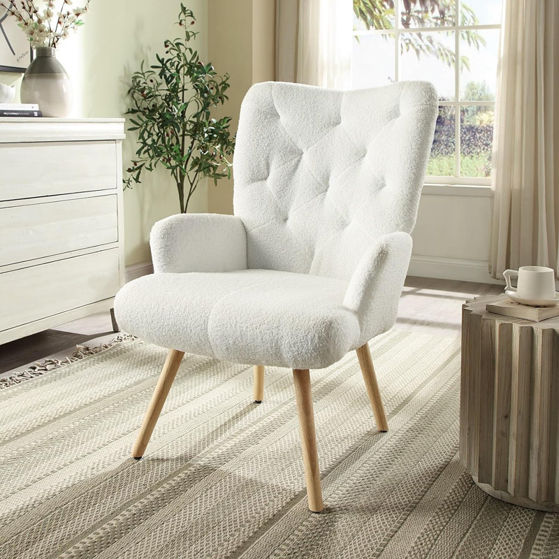 Fauteuil Hodon de 24,4 po de largeur, Mélange de polyester ivoire