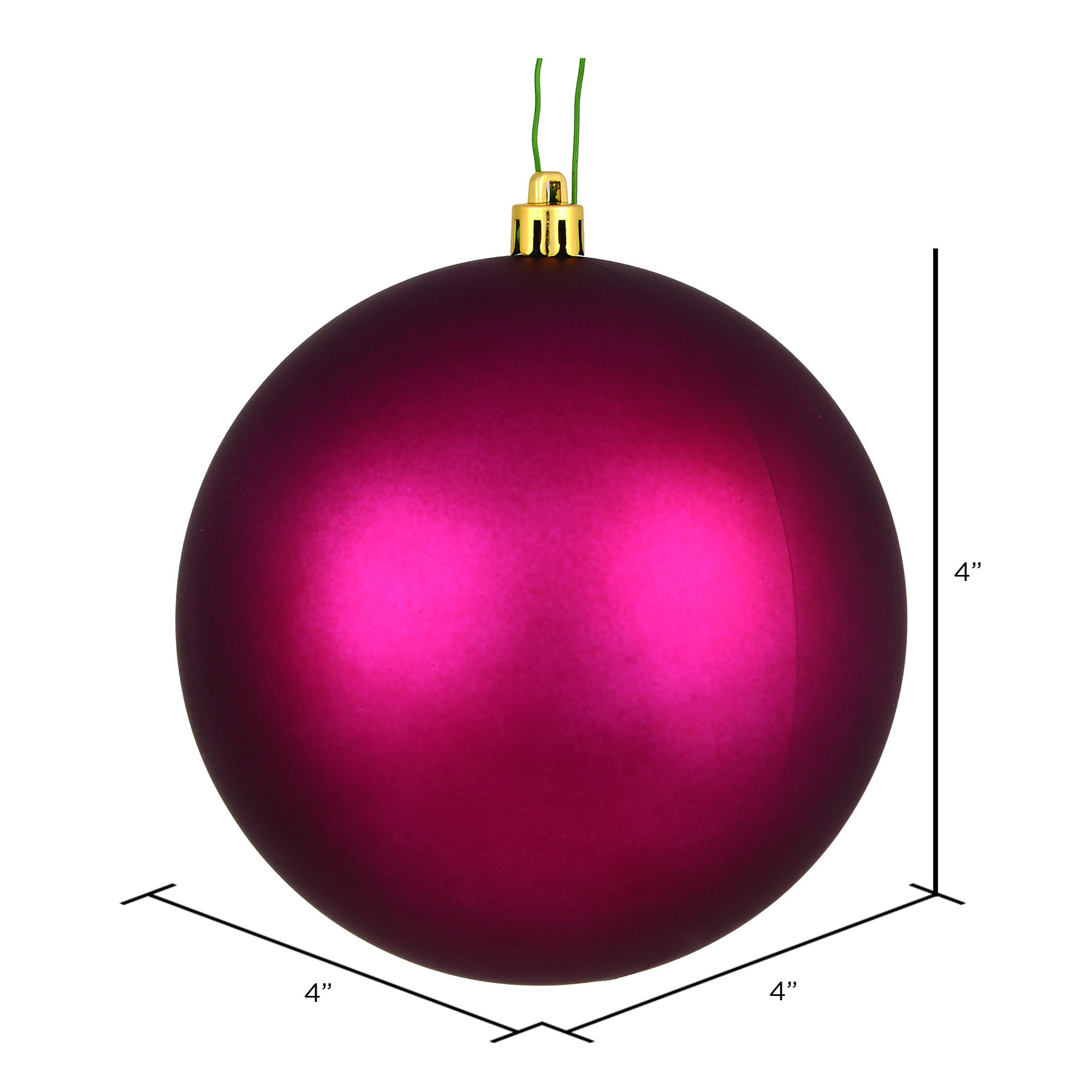Holiday Décor Ball Ornament, Berry Red Matte, 4" H x 4" W x 4" D