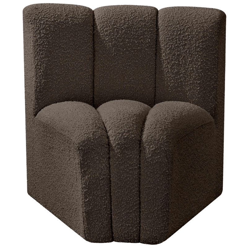 Iyahna Upholstered Side Chair, Brown Boucle Fabric