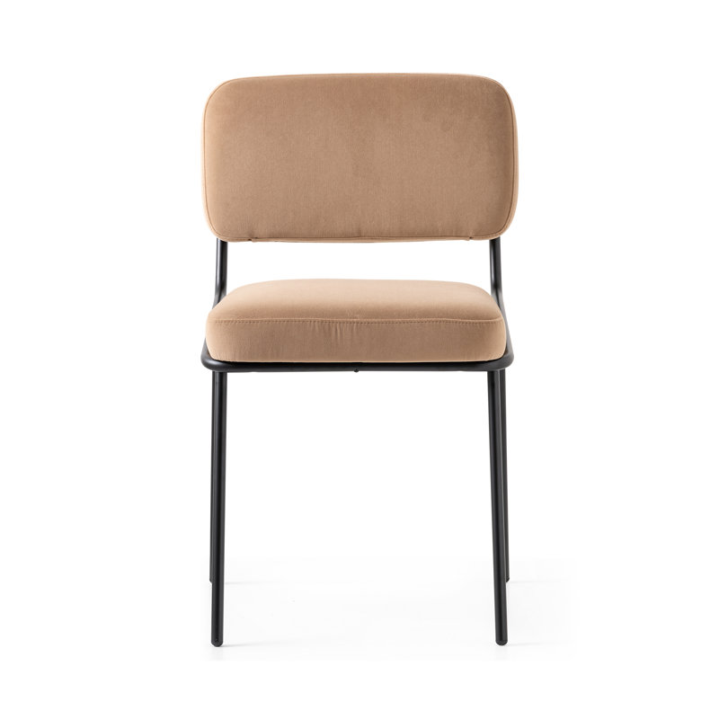 Chaise rembourrée Sixty, Brun chameau, Noir mat