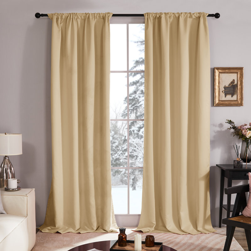 Andrijana Blackout Curtain Pair, 52" W x 84" L, Burlywood