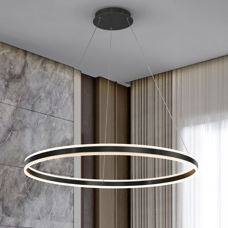Aty 1 - Light Matt Black LED Geometric Pendant