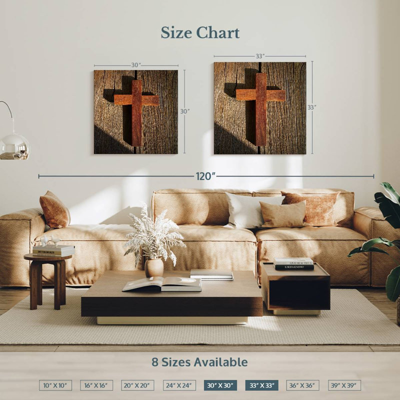 Javetta Sunlit Wooden Cross, 30" H x 30" W
