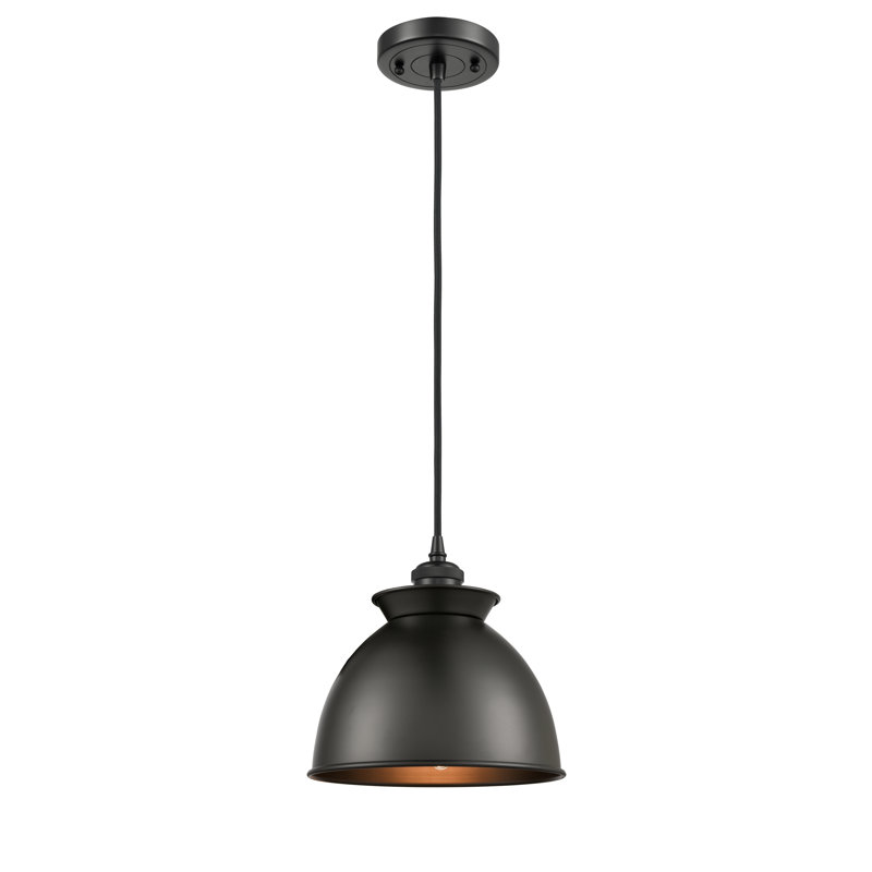 Luminaire suspendu en forme de dôme à 1 lumière Arev, Noir mat, DEL, Noir mat