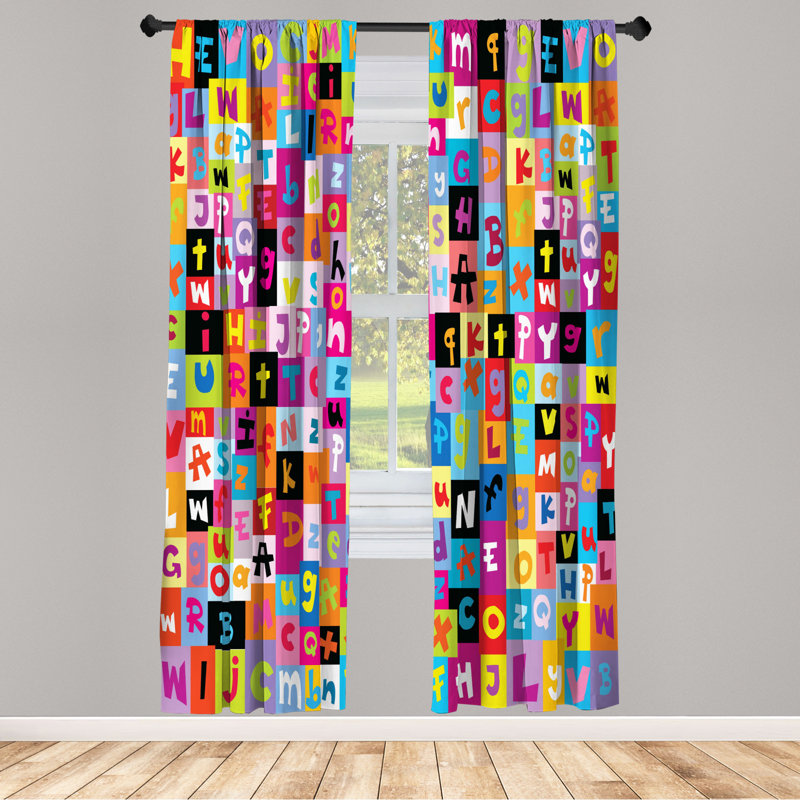 Microfiber Floral Semi-Sheer Rod Pocket Curtain Panels, 28" W x 84" L