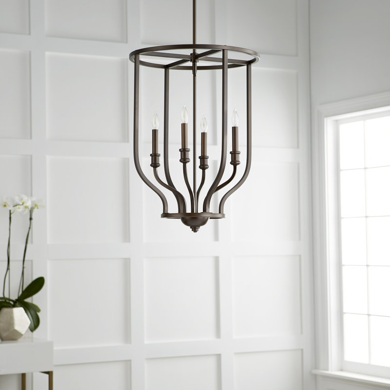Falbo 4 - Light Lantern Geometric Chandelier, Oiled Bronze
