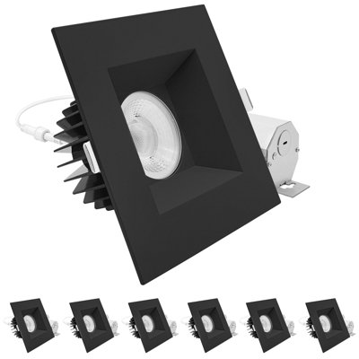 Luminaire encastré DEL Luxrite 6 pouces, régressé avec garniture carrée noire, 22 W, 1800LM, 5CCT, faisceau 38 °, intensité variable, Twist-N-Lock, CRI90, ETL