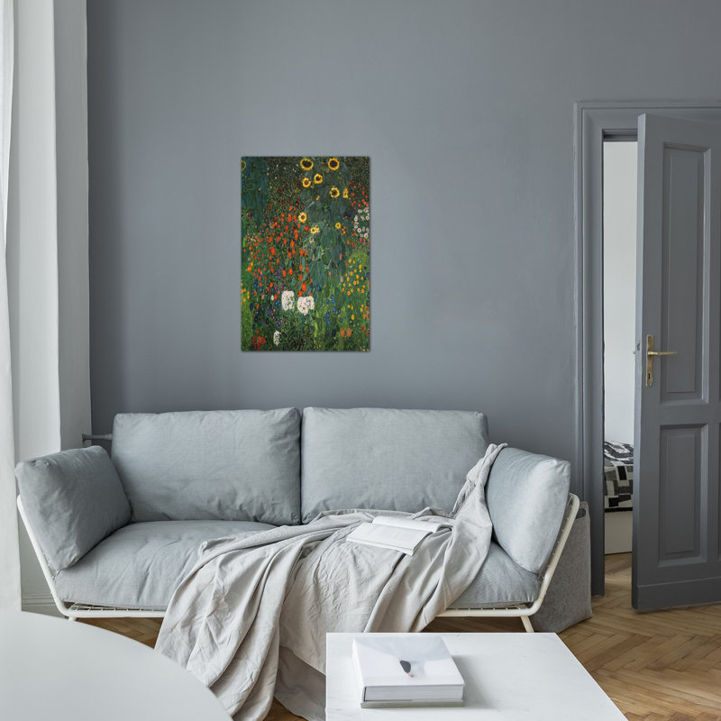 Reproduction d’art sur toile, "jardin avec des fleurs de la ferme 1912" par gustav klimt,, H 12 po x l 8 po x P 0,75 po