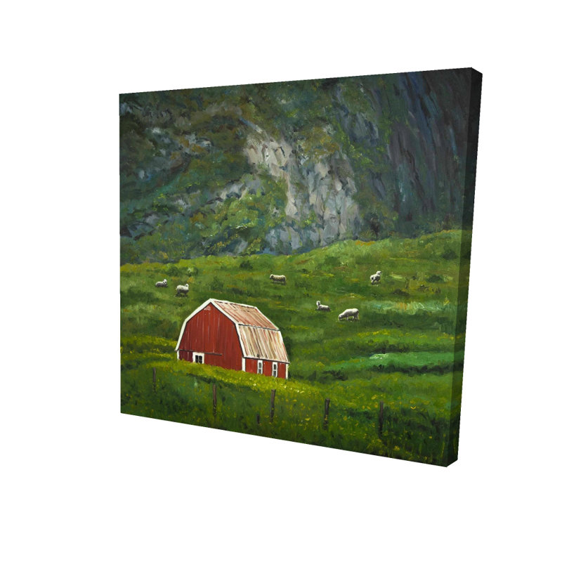 Toile de cuisine rustique rouge - décor à la campagne