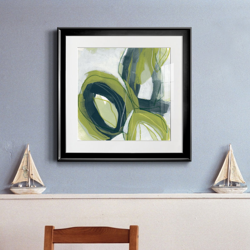 27_Verdigris Motion I-Premium, reproduction encadrée - prête à être accrochée, H 17,5 po x l 17,5 po x P 1,5 po, Cadre noir