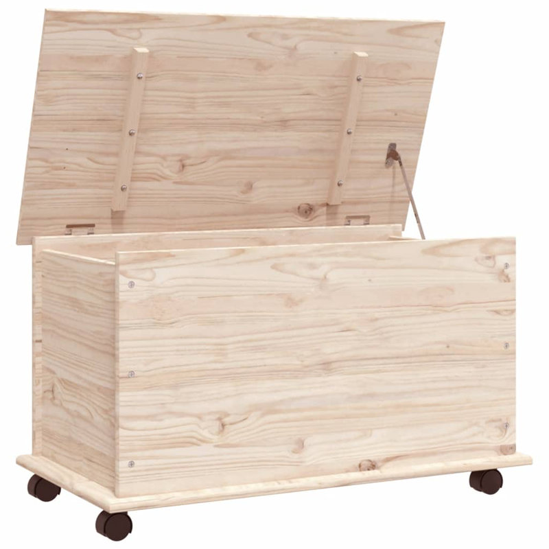 Markies Storage Chest with Wheels ALTA 73x39.5x43 cm Solid Wood Pine, Brown