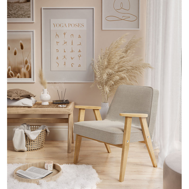 Ora Upholstered Armchair, Light Grey