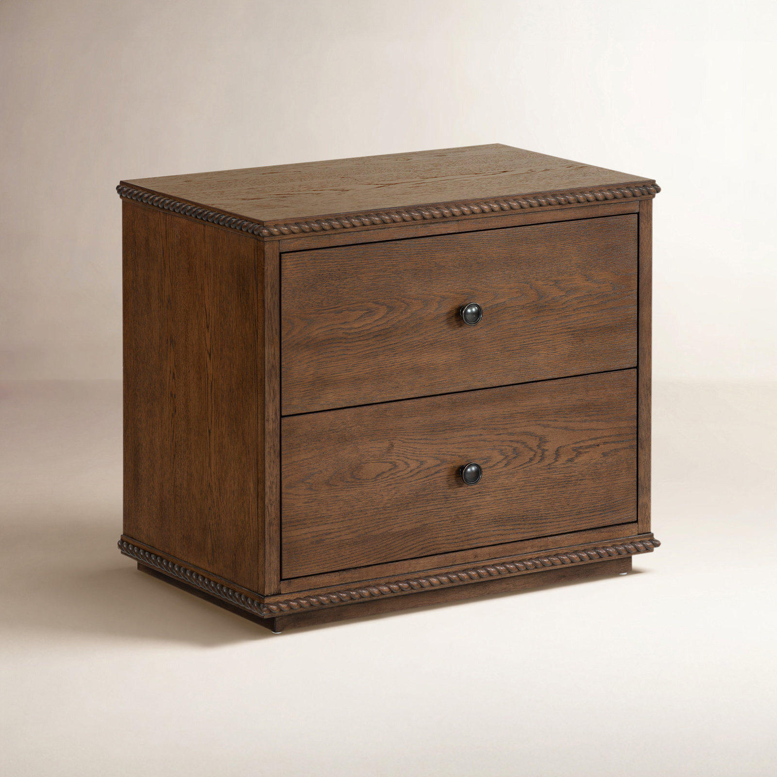 Nightstand with Rope Detailing, Dark Walnut