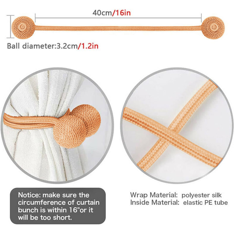 Ensemble de 2 embouts pour rideaux magnétiques 18,5 po, Brun pâle