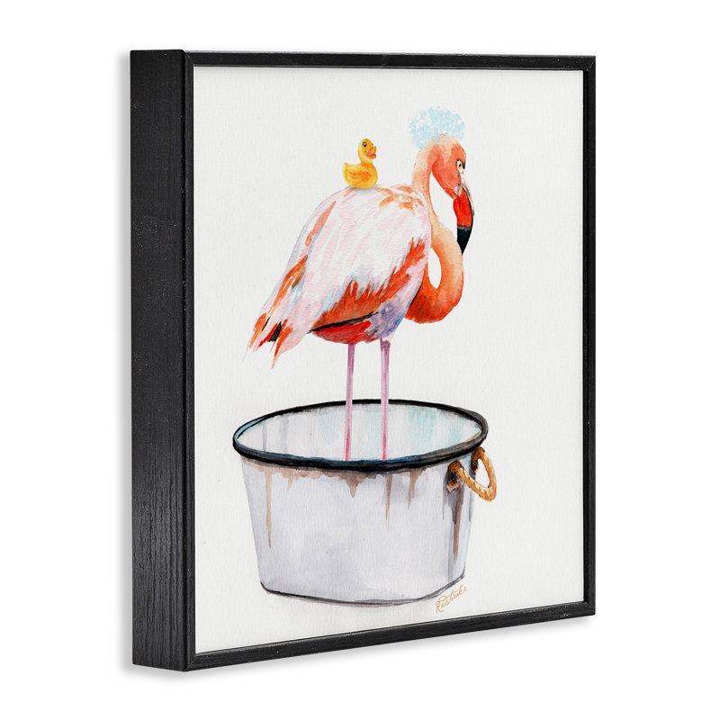«Flamingo Bath Time Charmant Bubble Détail» par Jennifer Redstreake - reproduction d'art
