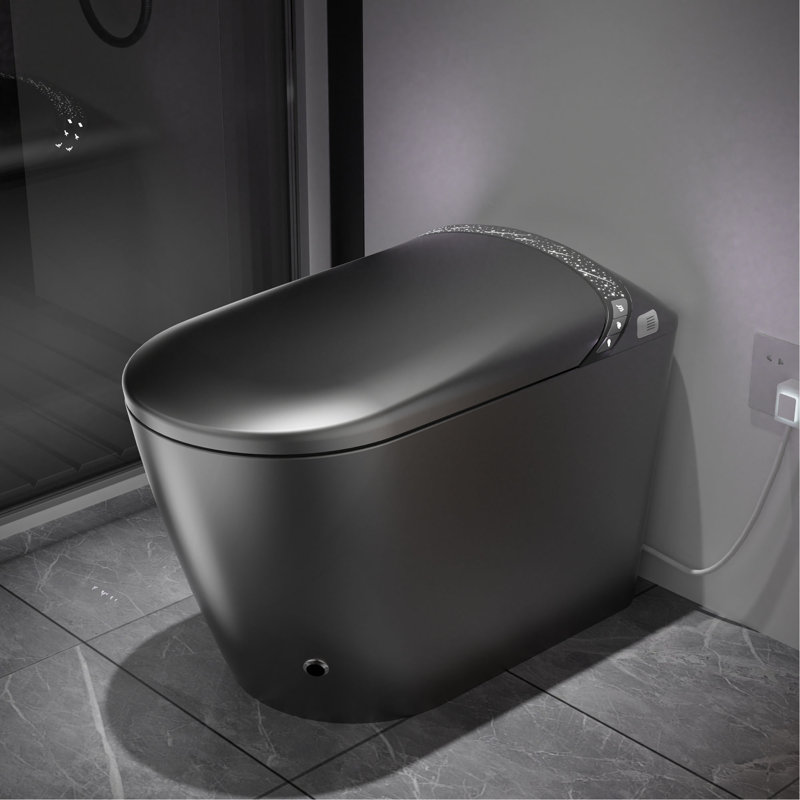 Toilette intelligente Starry Night Light avec bidet intégré, conception moderne pour la salle de bain, siège à ouverture / fermeture automatique, capteur de pied, affichage à DEL, veilleuse, eau chaude et sécheuse