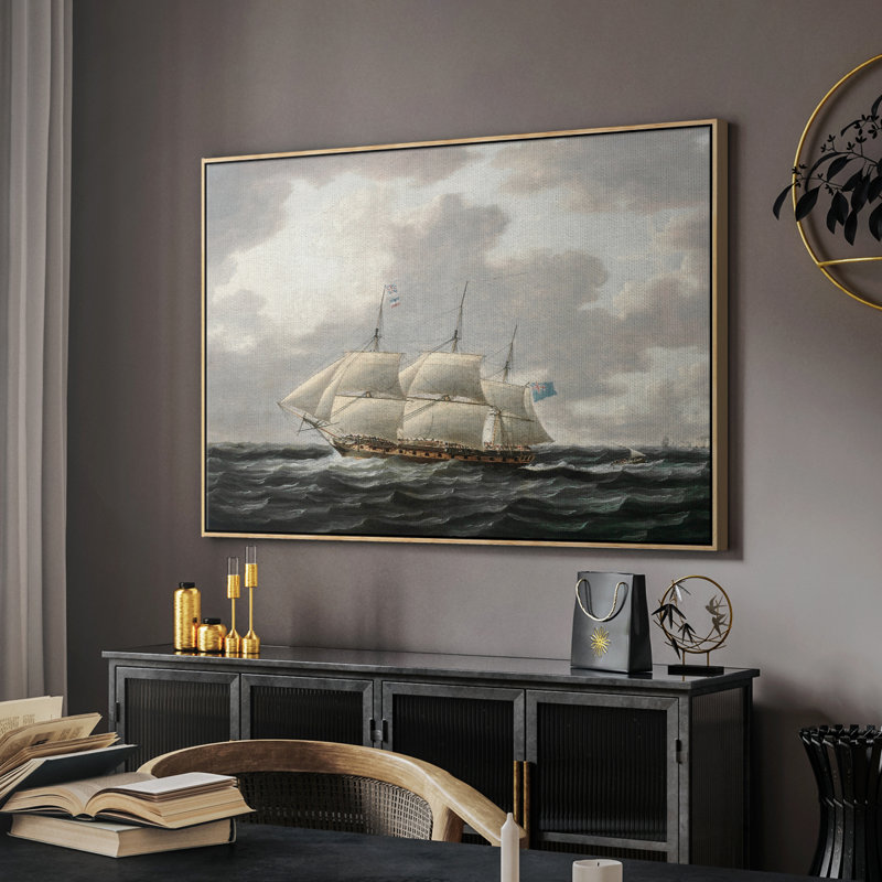 Vintage nautique-CLxxv - impression sur toile tendue, Toile avec cadre flottant or, H 17 po x l 25 po x P 2 po