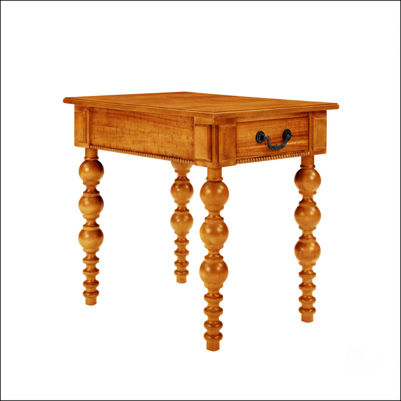 Table de chevet en bois massif avec placage antique, tiroir simple et pieds robustes pour un décor de ferme moderne