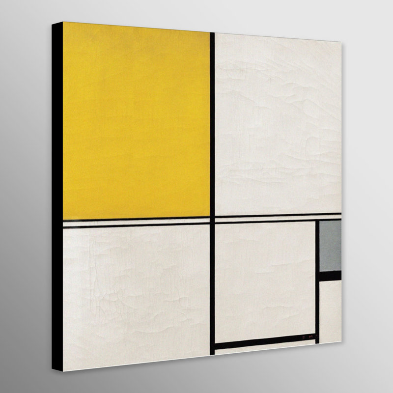Composition With Double Line And Yellow And Grey (Composition B) by Piet Mondrian - Wrapped Canvas Art Prints