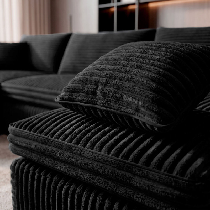 Canapé rembourré double couche de 105 pouces, assise profonde avec soutien lombaire, aucun assemblage requis, assise et inclinaison confortables