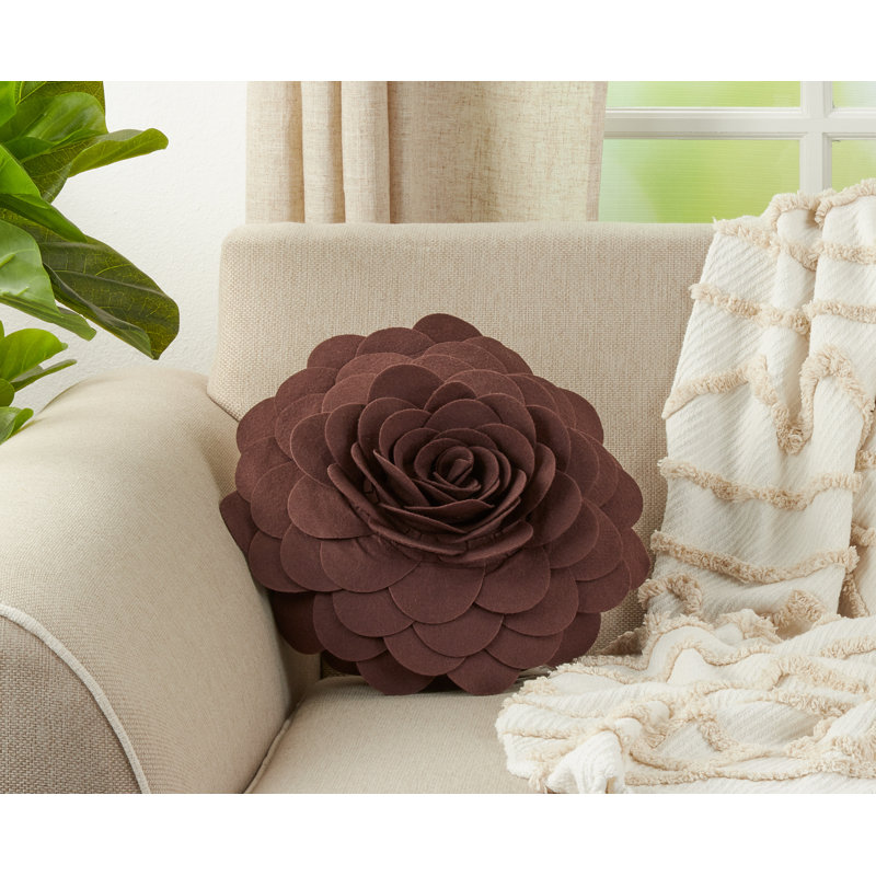 Felt Collection Appliqued Throw Pillow, Chocolate, 16" H x 16" W
