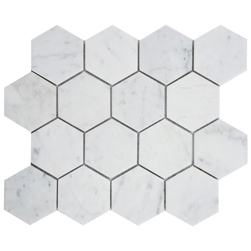 Thala 3" x 3'' Marble Honeycomb Mosaic Wall & Floor Tile, White