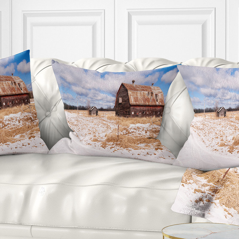 Coussin Schafer Farm Field Barn, Coussin décoratif, 16 po x 16 po