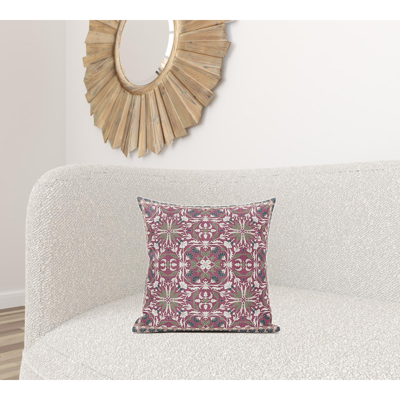 Paisley Reversible Throw Pillow, Muted Orange And Indigo Paisley Blown Seam Suede, 18" x 18"