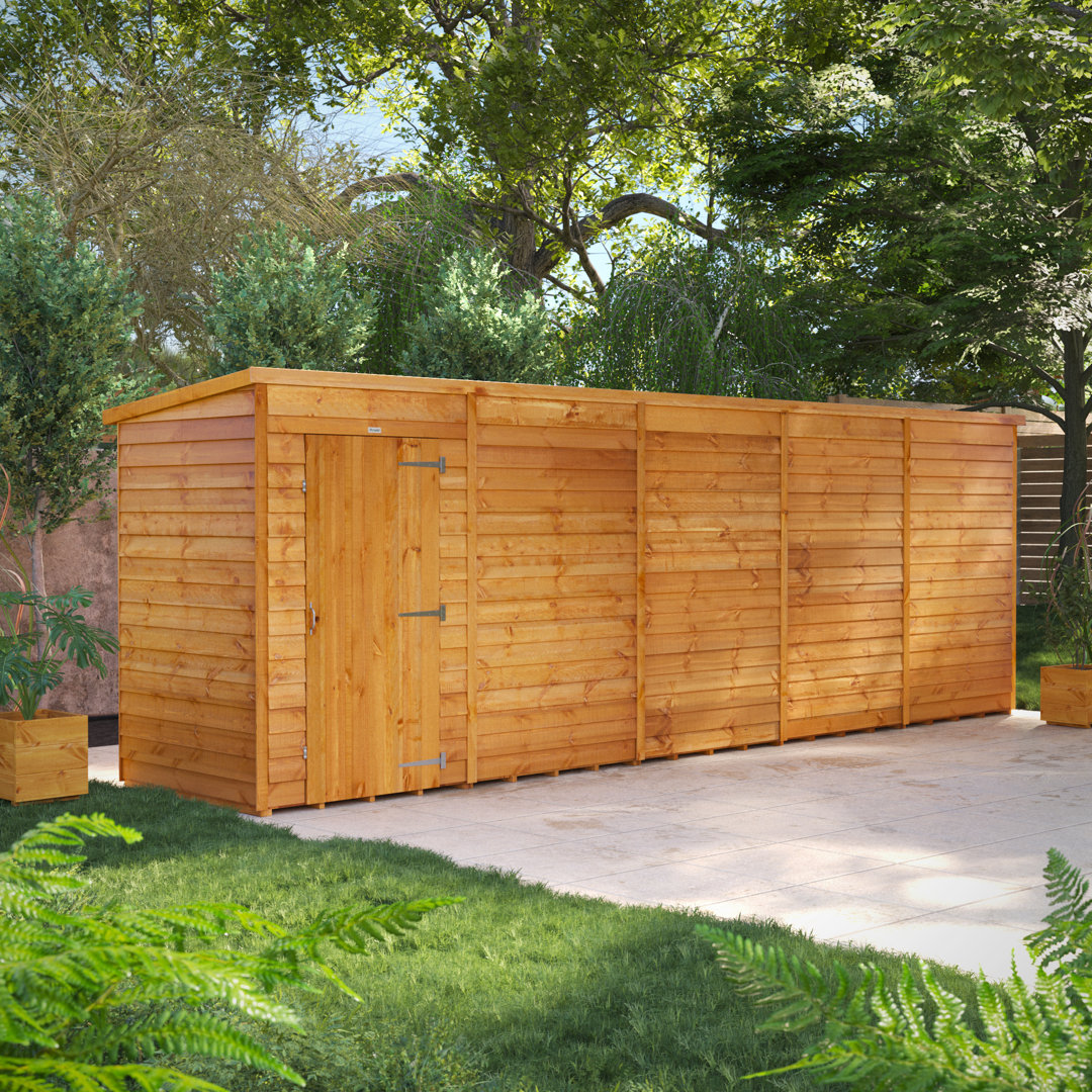 Powersheds 20 x 4ft Timber Overlap Windowless Pent Garden Shed