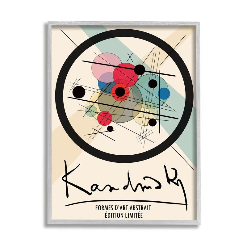 Kandinsky, lignes de patchwork de cercles superposés abstraits traditionnels, Estampe numérique Farmhouse, H 14 po x l 11 po