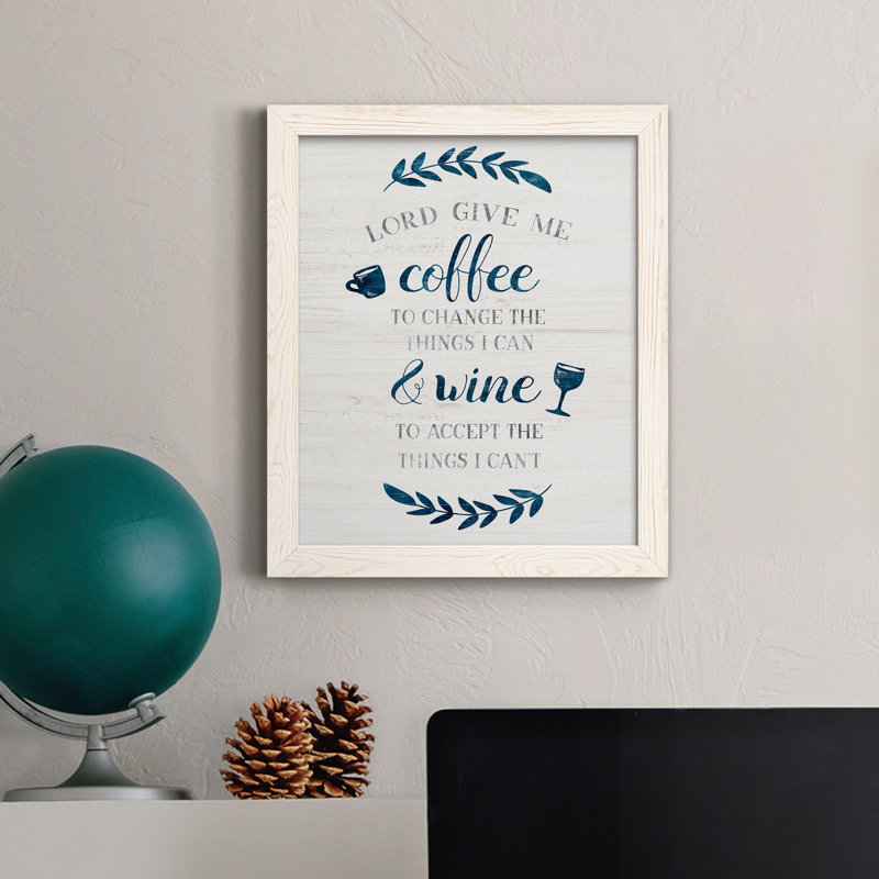 «Coffee and Wine», art textuel sur toile, Blanc, H 37,5 po x l 27,5 po x P 1,5 po