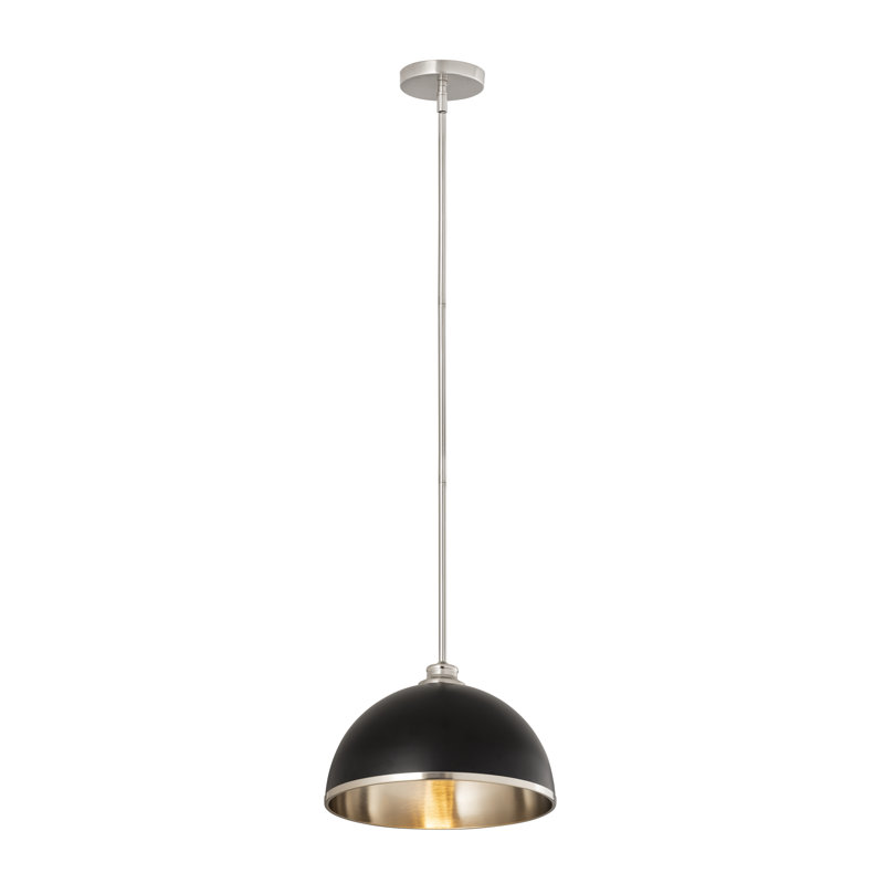 Hagberg 1 - Light Single Pendant, Brushed Nickel, Matte Black, 12" H x 14" W x 14" D