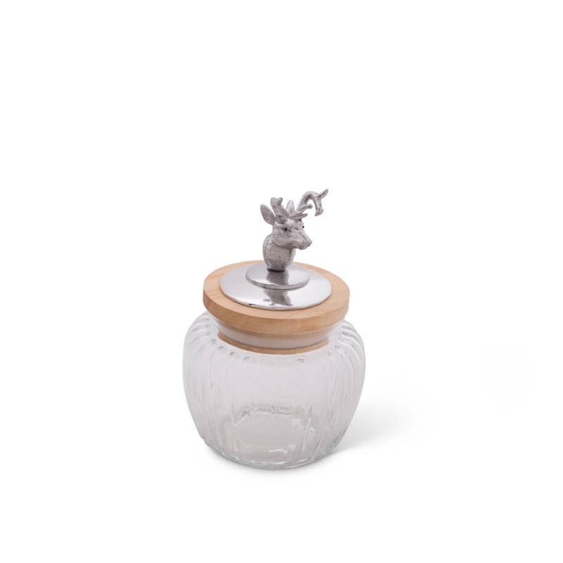 Antler Glass Jar, 6" H x 4.5" W x 4.5" D