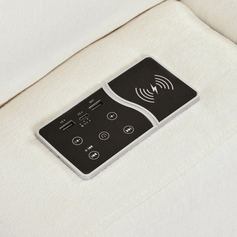 Canapé modulaire de 113 po avec tissu chenille et charge intelligente 113 po, Chenille beige