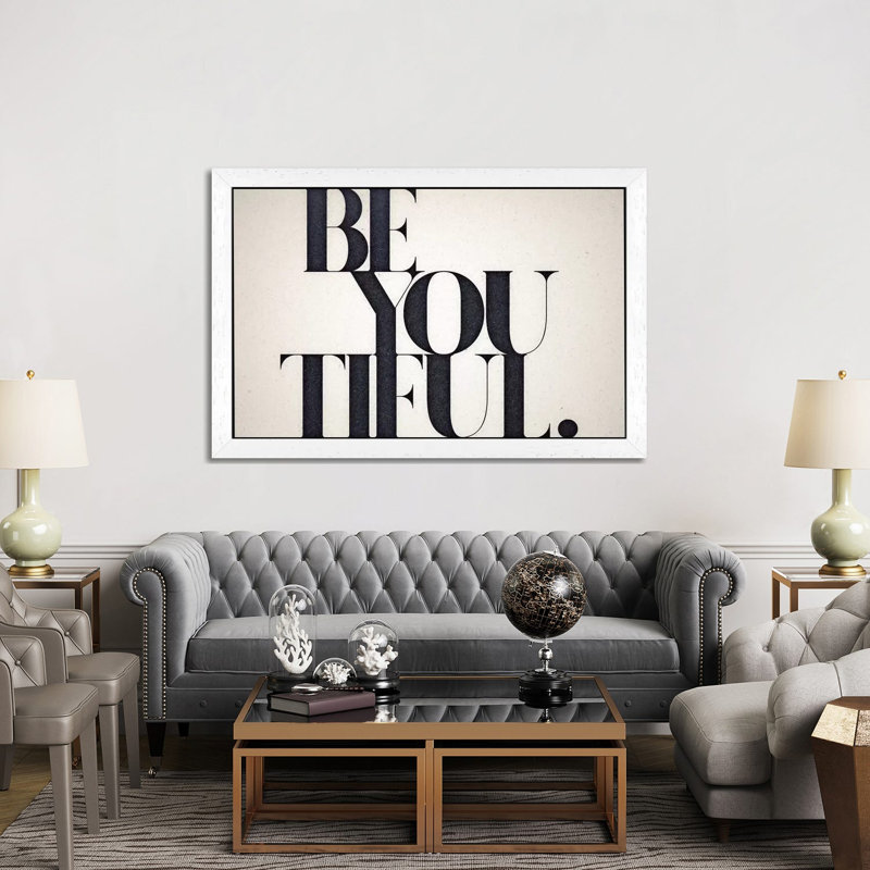 Be You Tiful - Floater Frame Print on Canvas, 66.04 cm H x 45.72 cm W, White Framed