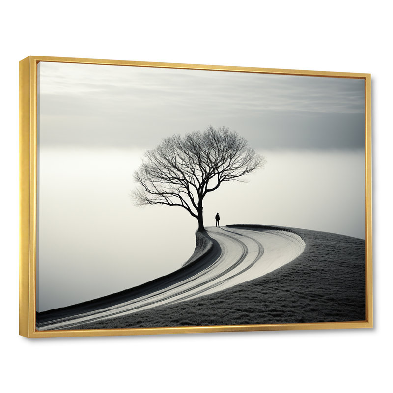 Paysage d'hiver, photo sur toile, Cadre flottant doré, H 12 po x l 20 po