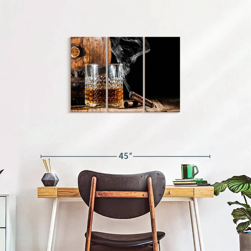Bourbon tonneau et cigare 3 pièces, H 20 po x l 33 po x P 1,25 po