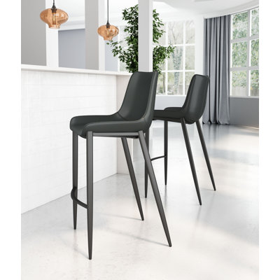 Upholstered Counter Stool with Metal Frame