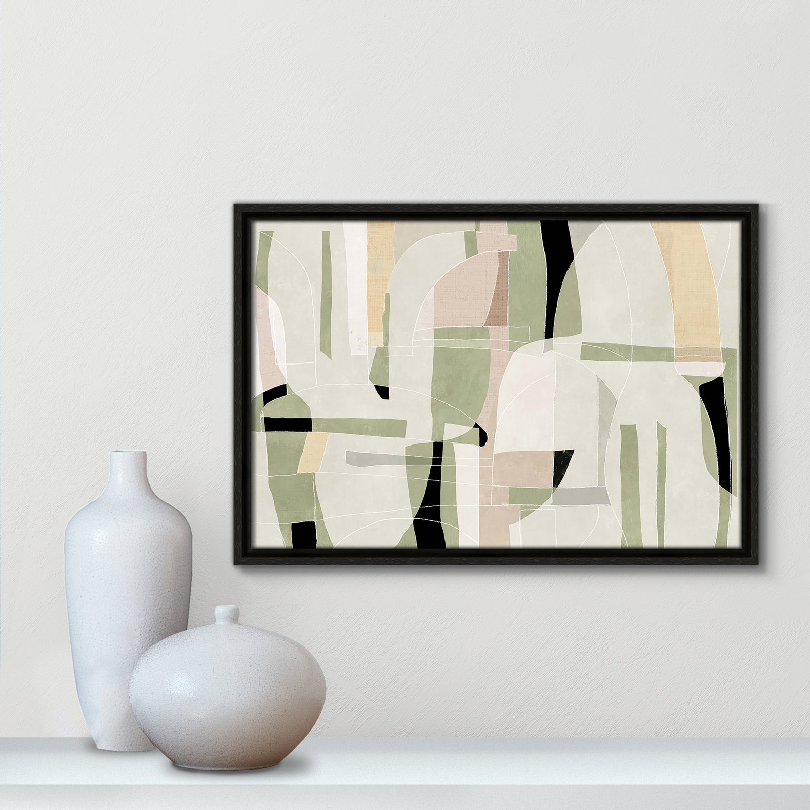 Sunny Barcelona - Floater Frame Canvas, 19.5" W x 13.5" H, Espresso