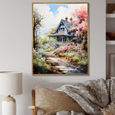 «Blossom Bungalow By The Lake 3», art mural paysage