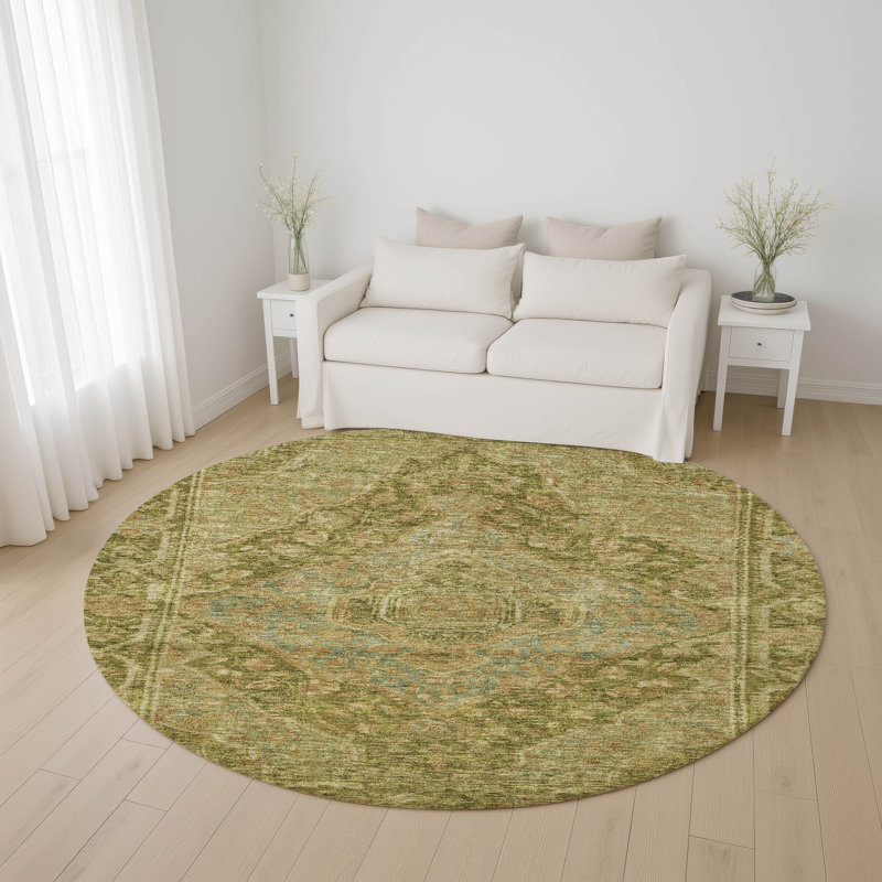 Tapis à bordure lavable à la machine de qualité supérieure AMF1761, Rond 8 pi