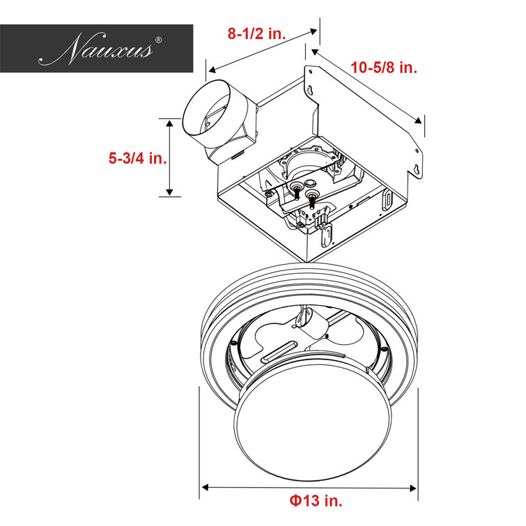Nauxus 80 Cubic Feet Per Minute Bathroom Fan u0026 Reviews | Wayfair