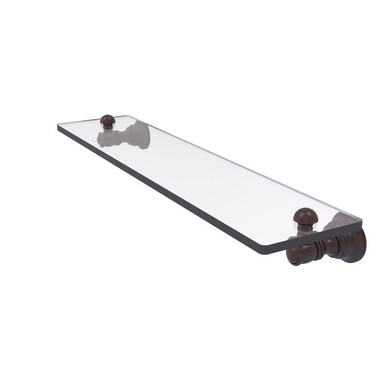 Freyja Glass Accent Shelf with Towel Bar, 2.4" H x 22" W x 5.54" D, Venetian Bronze