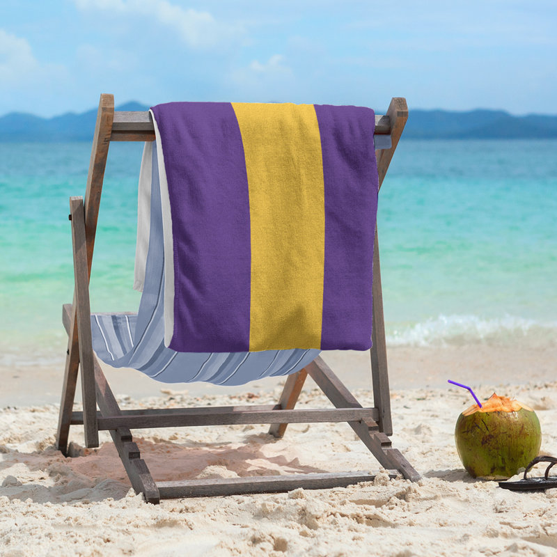 Cotton Blend Beach Towel, Purple/Gold