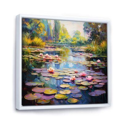 Art mural bleu et vert Monets Lake Reflections 4 - Lake